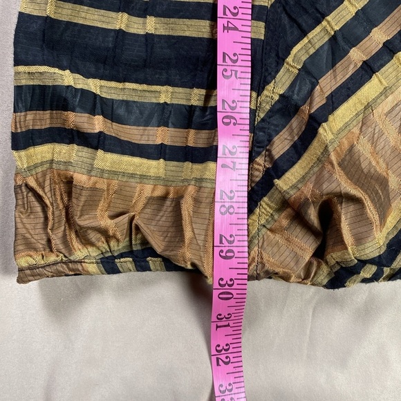 Ruffle Collar Sleeveless Striped Statement Top Black Brown Size Medium Bold Chic - Picture 5 of 10